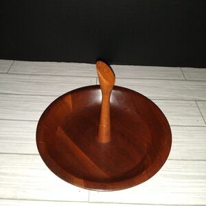 Vintage Mid-Century Ozark Black Walnut Wooden Fruit Nut Bowl 8in